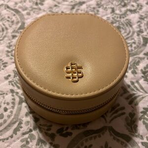 Gold Logo Beige Mini Travel Jewelry Case